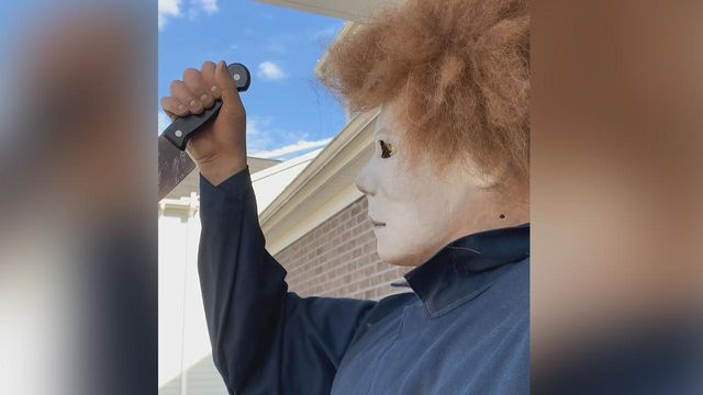 Life-size Mike Myers completes Apex family's Halloween display