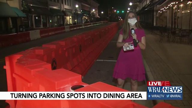 Parking spots turn into outdoor seating in Apex