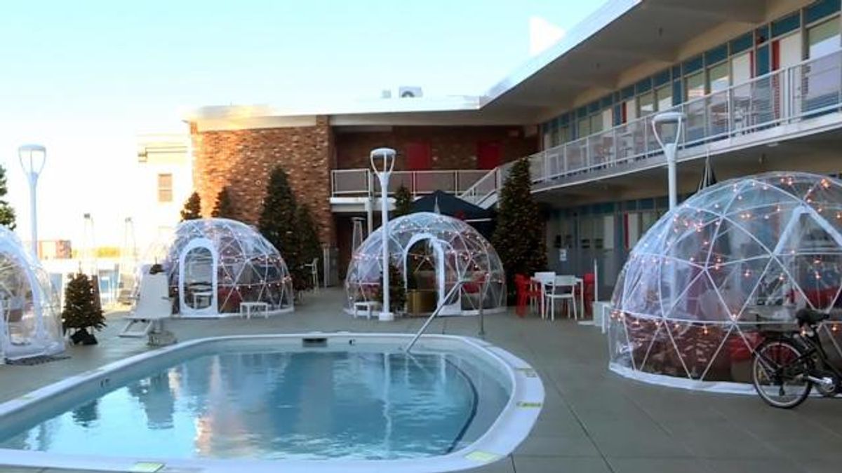 Unscripted Hotel's igloos on the rooftop patio