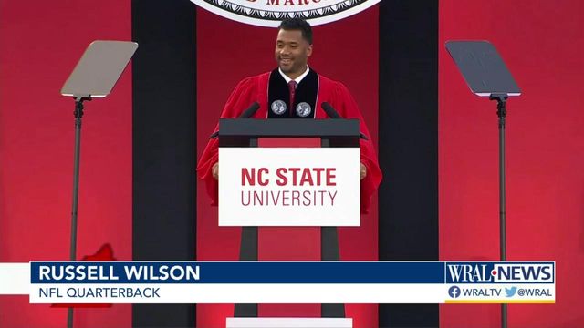 Russell Wilson discusses time at NC State during commencement speech 