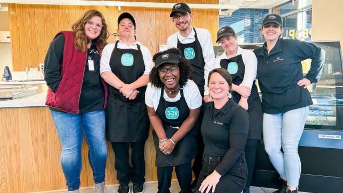 321 Coffee currently employs more than 50 individuals with IDD and maintains a waitlist of more than 100 people seeking employment. The Durham expansion created new barista and cashier positions on 321's team. Photo courtesy of 321 Coffee.