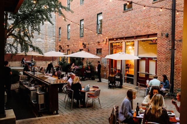 Outdoor courtyard at Gravy and Sitti