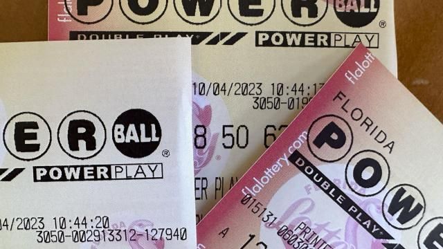 FILE - Powerball lottery tickets are displayed Oct. 4, 2023, in Surfside, Fla. (AP Photo/Wilfredo Lee, File) FILE - Powerball lottery tickets are displayed Oct. 4, 2023, in Surfside, Fla. (AP Photo/Wilfredo Lee, File)