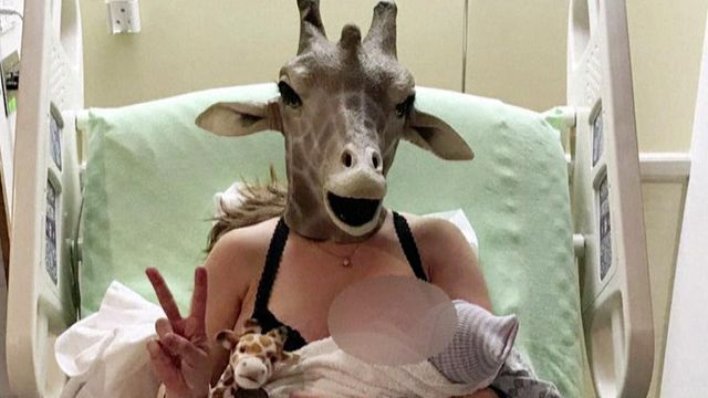 UPDATE: Giraffe lady gives birth to baby boy