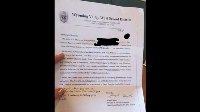 School district threatens to put kids in foster care over lunch debts