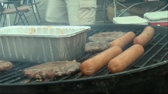 Food on a grill.
