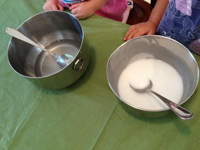 Making homemade slime
