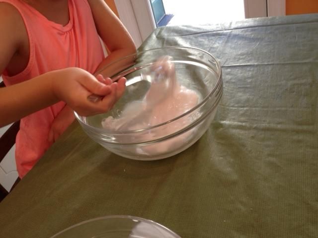 Making homemade slime