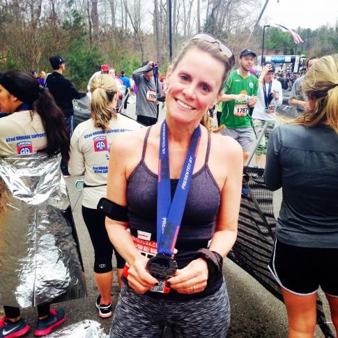 Amanda Lamb finishes a half marathon