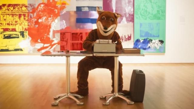 Poetry Fox pens a poem at the Nasher Museum of Art