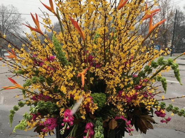 Trash can bouquet in Raleigh