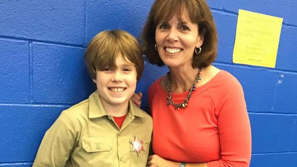 Julia Sims with her son