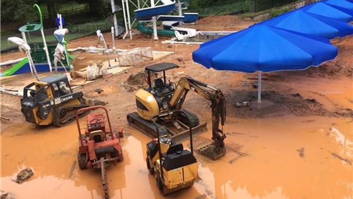 Wake Forest's Holding Park Pool construction site floods