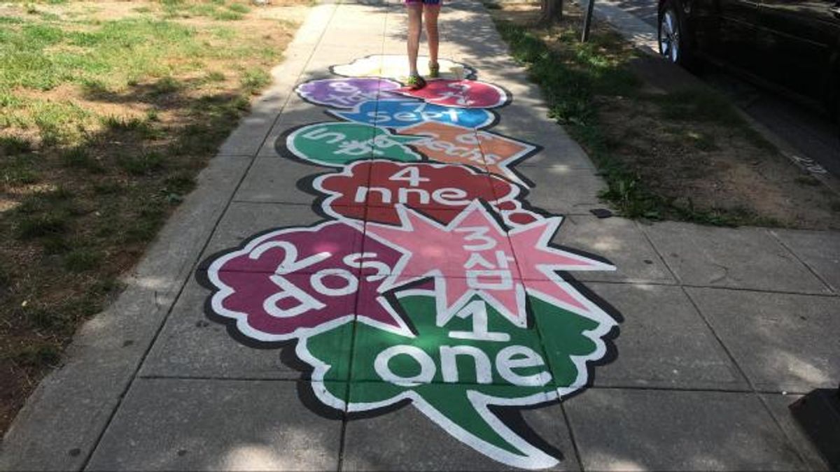 Hopscotch board in downtown Raleigh