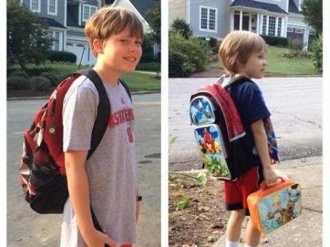 First day: Fifth grade and kindergarten