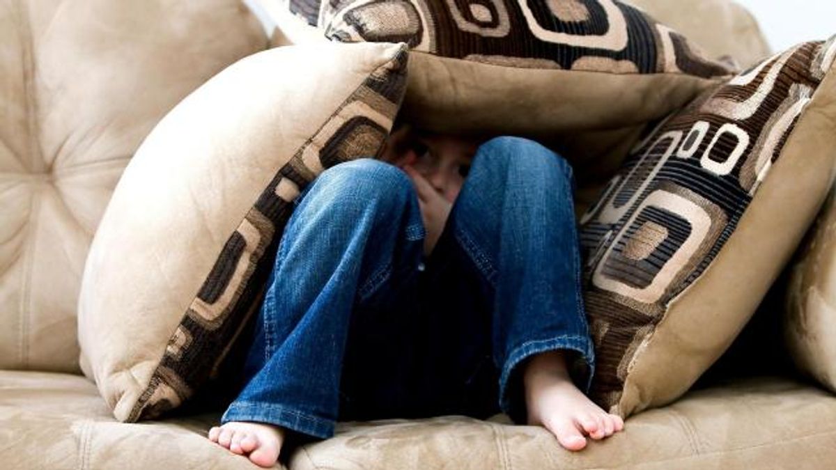 Children hiding in a fort