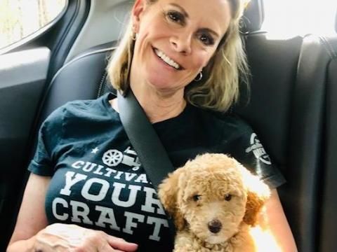 Amanda Lamb with her puppy Dolly