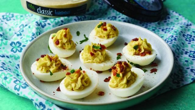 Hummus Deviled Eggs (Family Features)