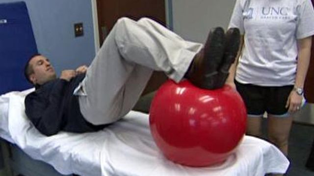 Hospital worker benefits from physical therapy