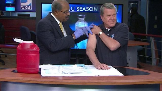 David Crabtree gets a flu shot