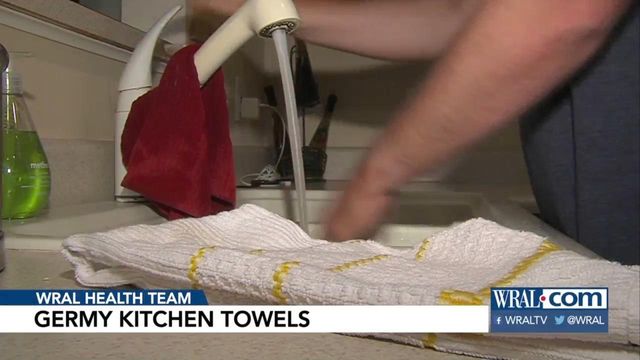 Germs can breed on kitchen towels