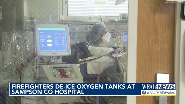 Firefighters de-ice oxygen tanks at Sampson County hospital 