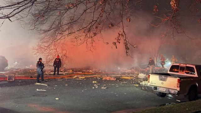 First responders work the scene after an explosion at a house, late Friday, Feb. 16, 2024, in Sterling, Va. (Nicki Jhabvala/The Washington Post via AP) First responders work the scene after an explosion at a house, late Friday, Feb. 16, 2024, in Sterling, Va. (Nicki Jhabvala/The Washington Post via AP)