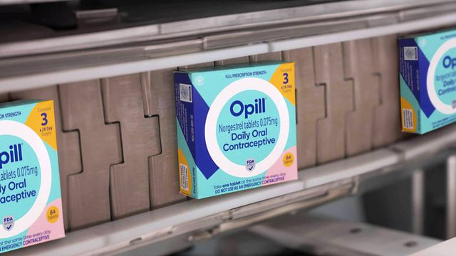 This image provided by Perrigo Company shows boxes of Opill, the first over-the-counter birth control pill available later this month in the United States. Manufacturer Perrigo said Monday, March 4, 2024 that it has begun shipping the medication, called Opill, to major retailers and pharmacies. (Perrigo Company via AP)