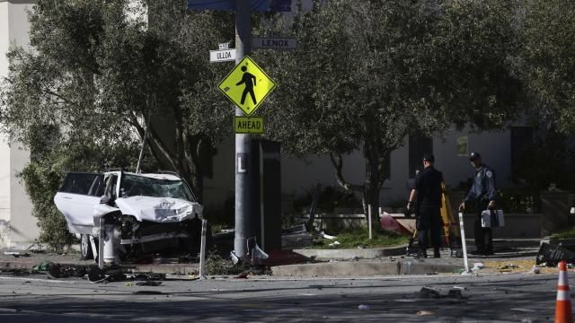 The area around a bus stop near Muni's West Portal Station is fenced off after a sport utility vehicle crashed into the stop, killing multiple people and injuring others, Saturday, March 16, 2024. (Benjamin Fanjoy/San Francisco Chronicle via AP) The area around a bus stop near Muni's West Portal Station is fenced off after a sport utility vehicle crashed into the stop, killing multiple people and injuring others, Saturday, March 16, 2024. (Benjamin Fanjoy/San Francisco Chronicle via AP)