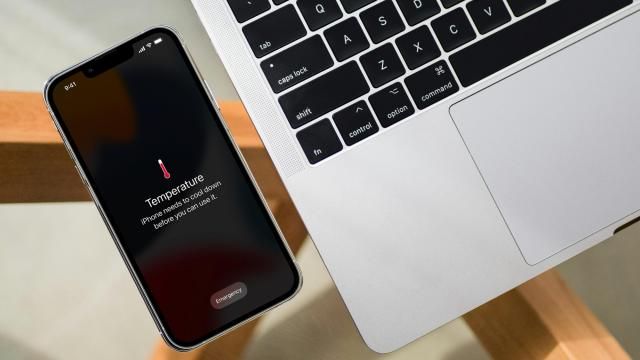 Temperature warning on iPhone, stock, generic