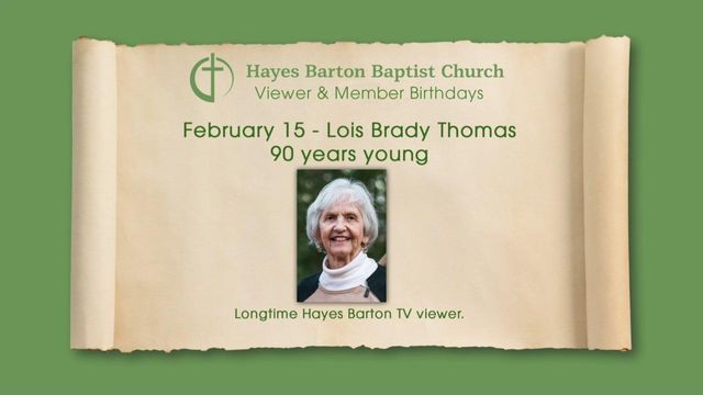 Sunday Worship from Hayes Barton Baptist Church (February 21, 2021)