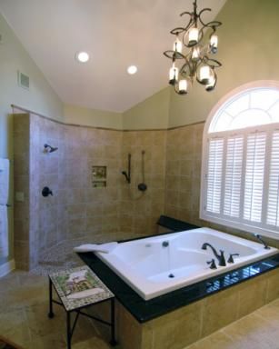 Bathroom with open shower