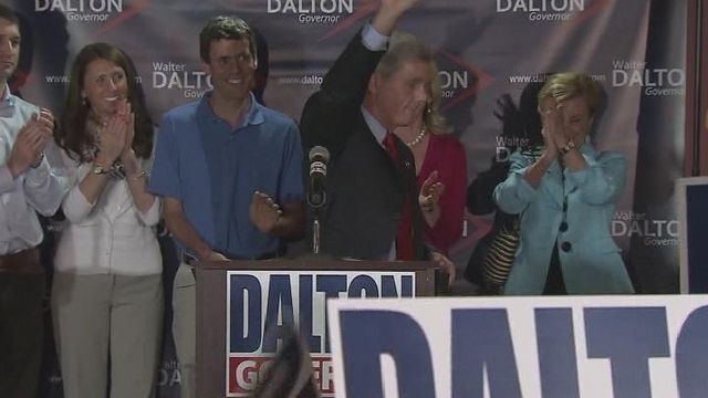 Walter Dalton addresses supporters after primary win
