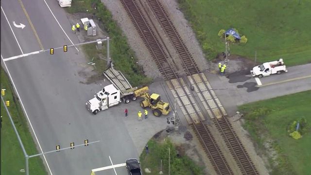 Sky 5: Amtrak train hits truck