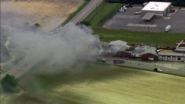Sky 5 flies over Harnett County fire
