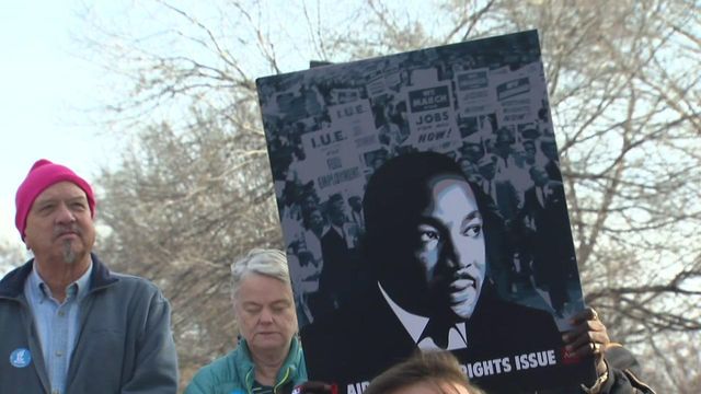 Crowd reacts to speakers at Moral March in Raleigh