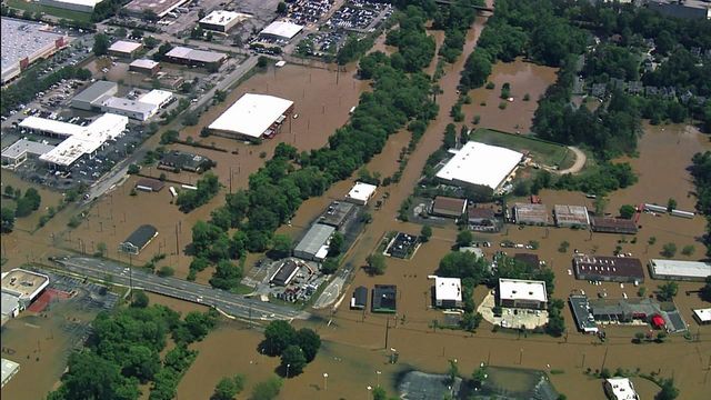 Sky 5 surveys flooded roadways, creeks across Raleigh