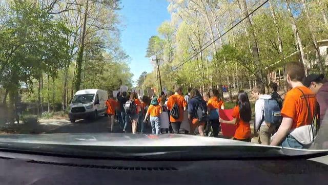 Students walk out of E. Chapel Hill HS as part of national movement