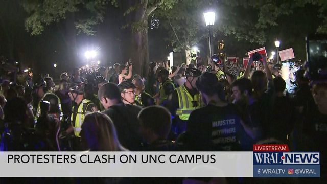 Three arrested as groups clash over Silent Sam at UNC