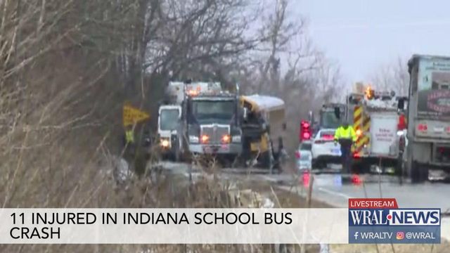11 injured in Indiana school bus crash