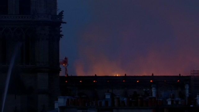 Raw: Flames shoot from Notre Dame Cathedral
