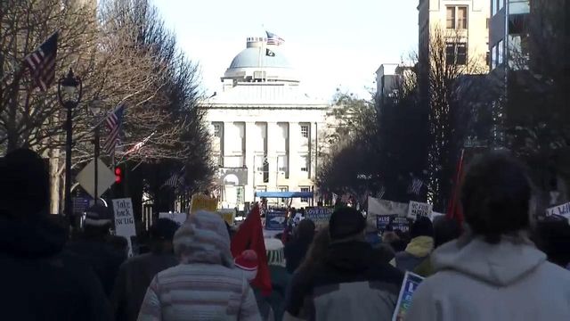 RAW: Thousands gather downtown for HKonJ and Moral March on Raleigh