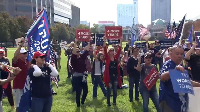 Raw: Trump supporters march in Raleigh
