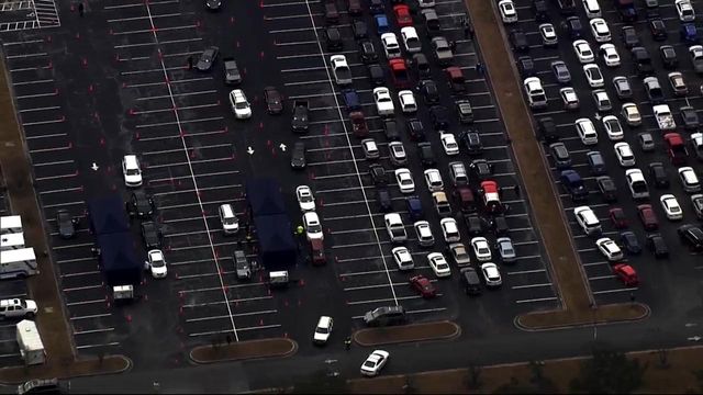 Cars line up for Johnston County vaccine clinic