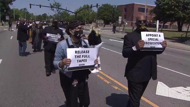 Protesters march in Elizabeth City after judge rules to restrict bodycam footage