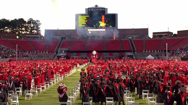 NFL player Russell Wilson speaks in-person at NC State commencement