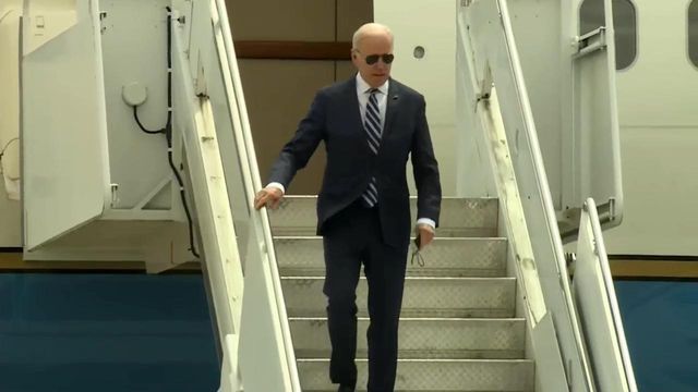 President Biden lands in Greensboro, to speak this afternoon at NC A&T