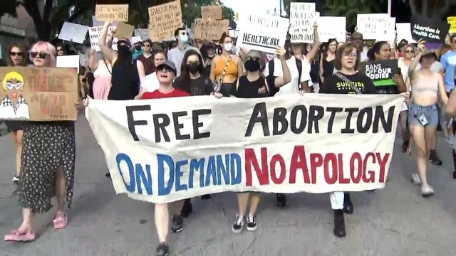 Activists gather in Raleigh to protest the decision to overturn Roe v. Wade