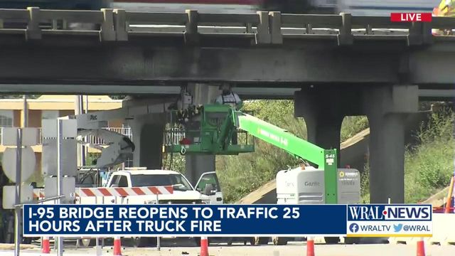 I-95 N bridge reopened after beams undamaged by fire