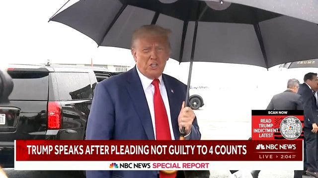 Donald Trump leaves Washington courthouse after pleading not guilty to federal charges